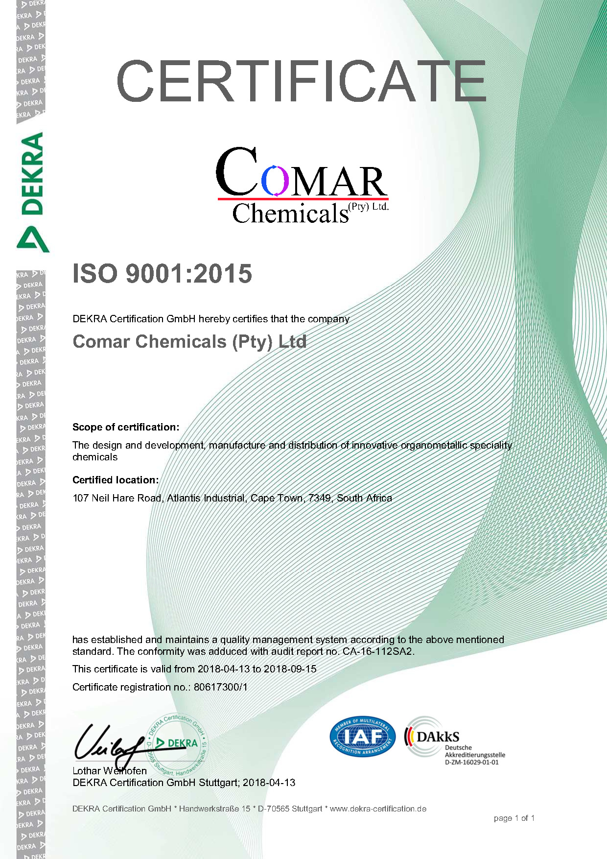 ISO9001 2015 SA 2018